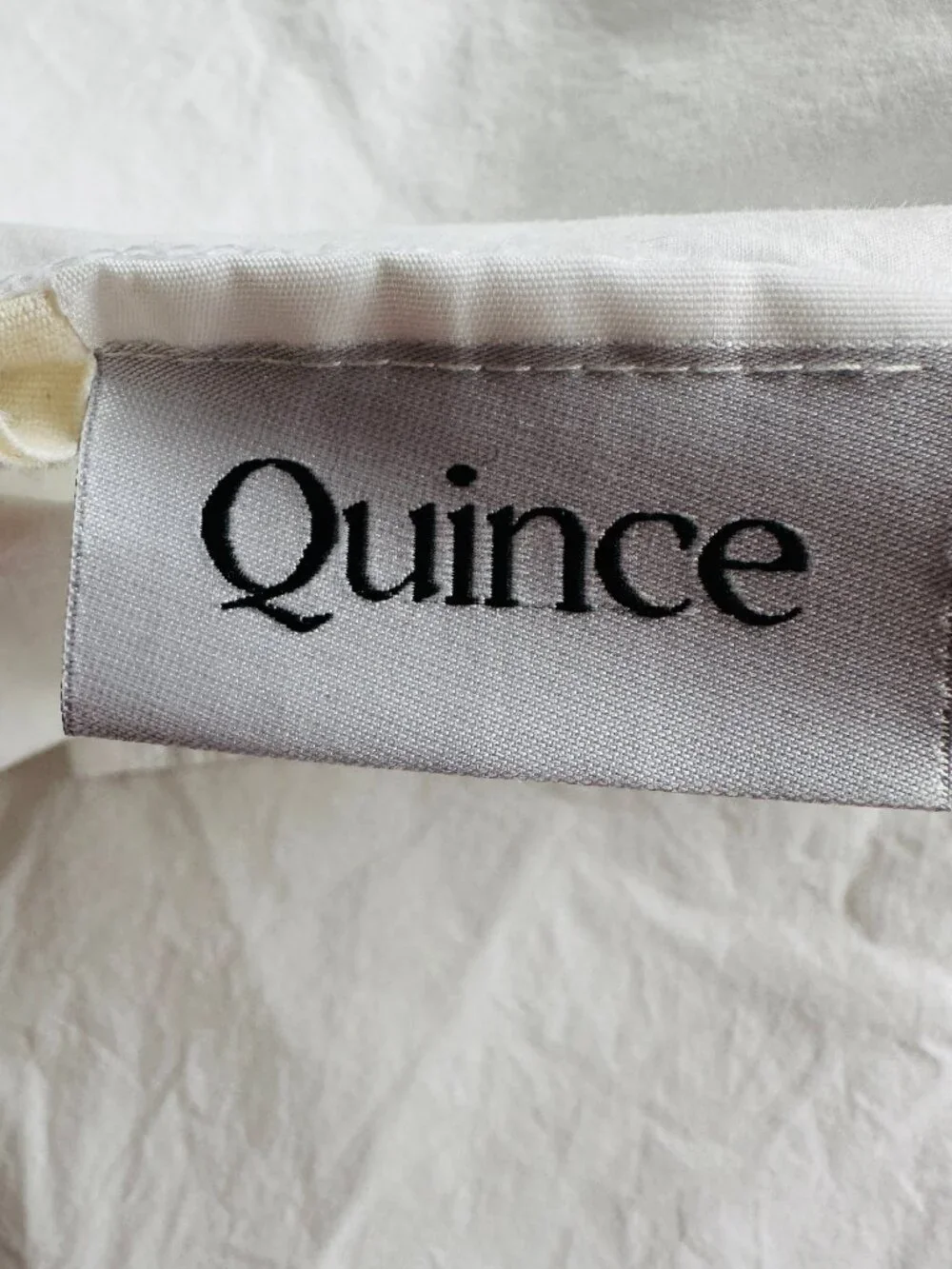 Quince Signature Organic Cotton White Duvet Cover with Gray Piping King Size